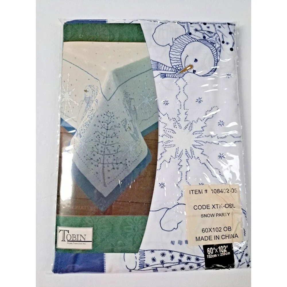 Tobin Home Fashions Snow Party‎ Oval Tablecloth 60x 102